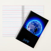 Carnet Cool Ninja Guerrier Bleu Lune Monogramme Japon-Loo (À l'intérieur)