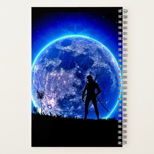 Carnet Cool Ninja Guerrier Bleu Lune Monogramme Japon-Loo (Verso)