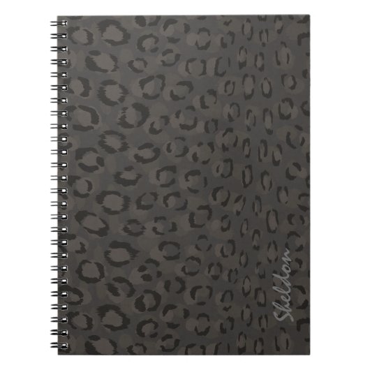 Carnet Cool noir gris cheetah imprimé monogramme (Devant)