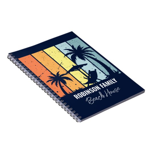 Carnet Cool Retro Beach House Custom Navy Blue (Côté Droit)