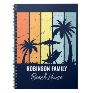 Carnet Cool Retro Beach House Custom Navy Blue