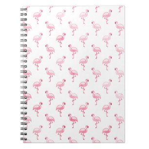 Carnet Cool rose Tropical Flamingo Patte sur blanc
