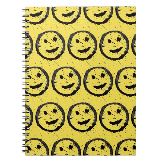Carnet Cool Sardé Joyeux visage souriant motif jaune (Devant)