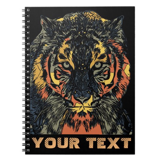 Carnet Cool Tiger Face Art Ajouter Votre Propre Texte (Devant)