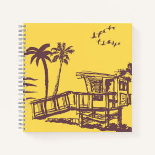 Carnet Cool Vintage Jaune Tropical Beach Croquis