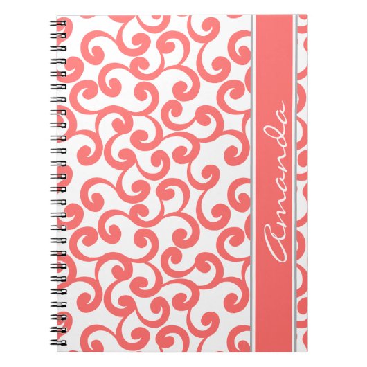 Carnet Copie décorée d'un monogramme de corail d'éléments (Devant)
