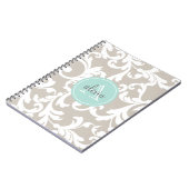 Carnet Copie décorée d'un monogramme de damassé de toile (Côté gauche)