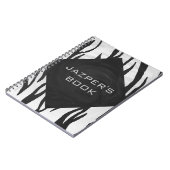 Carnet Copie noire et blanche de tigre de monogramme (Côté gauche)
