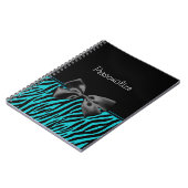 Carnet Copie noire et turquoise à la mode de zèbre avec (Côté gauche)