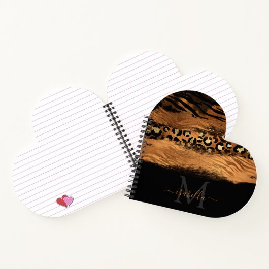 Carnet Copper de script élégant en or noir monogramme (Intérieur)