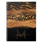 Carnet Copper de script élégant en or noir monogramme (Devant)
