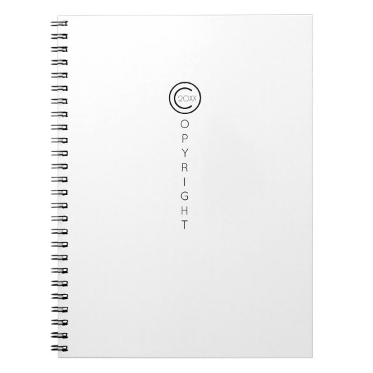 Carnet Copyright Moderne Typographique Blanc (Devant)