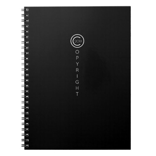 Carnet Copyright Moderne Typographique Noir (Devant)