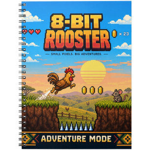 Carnet Coq, Rétro Pixel Art 8-Bit