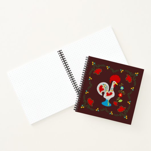 Carnet Coq traditionnel de Barcelos en blanc (Intérieur)