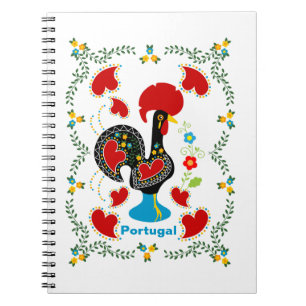 Carnet Coq traditionnel du Portugal en noir