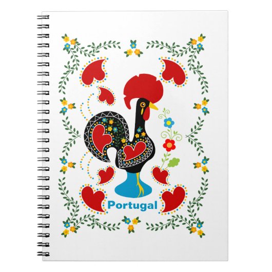 Carnet Coq traditionnel du Portugal en noir (Devant)