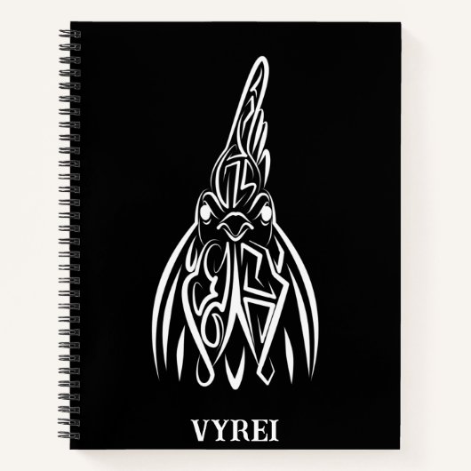 Carnet Coq tribal noir et blanc (Devant)