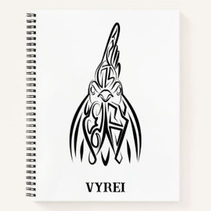 Carnet Coq tribal noir et blanc