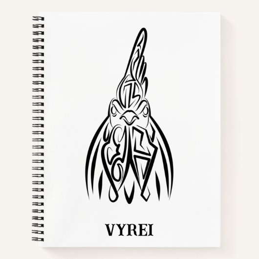 Carnet Coq tribal noir et blanc (Devant)
