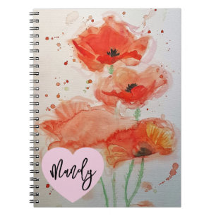 Carnet Coquelicot Pavot Aquarelle Florale Nom de Femme