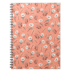 Carnet Coquelicots blancs sur une couverture rouge vibran