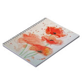Carnet Coquelicots Rouge Clair Aquarelle Fleur Floral  (Côté gauche)