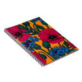 Carnet Coquelicots rouges et fleurs de maïs bleues sur or (Côté Droit)