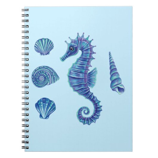 Carnet Coques de mer et de mer (bleu et turquoise) (Devant)