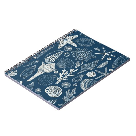 Carnet Coques de mer sur bleu foncé (Côté gauche)