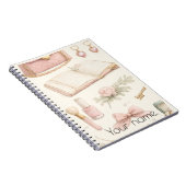 Carnet Coquette Aesthetic Pink Bow Makeup Personalized No (Côté Droit)