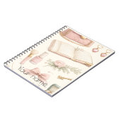 Carnet Coquette Aesthetic Pink Bow Makeup Personalized No (Côté gauche)
