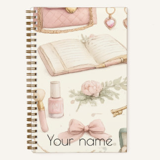 Carnet Coquette Aesthetic Pink Bow Makeup Personalized No
