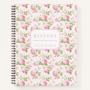 Carnet Coquette Bow rose Cottage Rose Monogramme