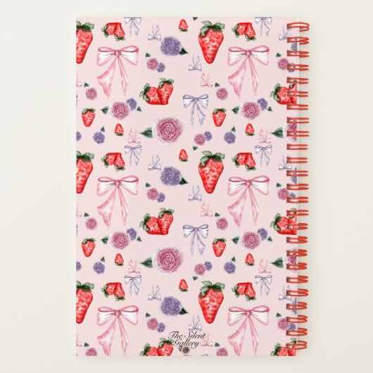 Carnet Coquette Bow, rose et fraise motif BuJo (Verso)