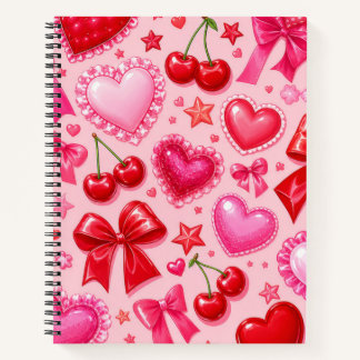 Carnet Coquette Cœurs Roses et Cerises