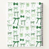 Carnet Coquette élégante esthétique Green Bows Spiral (Dos)