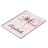Carnet Coquette esthétique arc rose Nom personnalisé (Côté gauche)