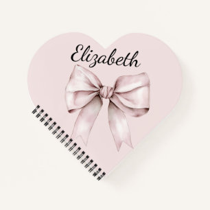 Carnet Coquette esthétique arc rose Nom personnalisé