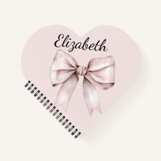 Carnet Coquette esthétique arc rose Nom personnalisé