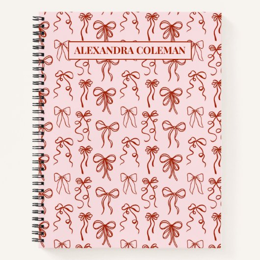 Carnet Coquette esthétique rose et rouge boue (Devant)