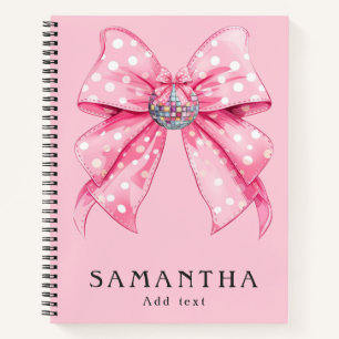 Carnet Coquette Girinine Disco Ball Pink Plaid Bow