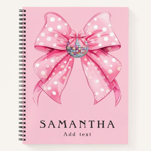 Carnet Coquette Girinine Disco Ball Pink Plaid Bow (Devant)