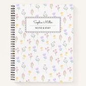Carnet Coquette mignonne motif floral spirale (Devant)