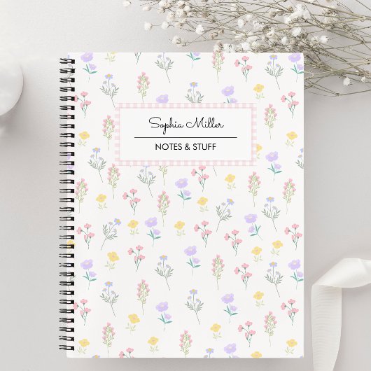 Carnet Coquette mignonne motif floral spirale