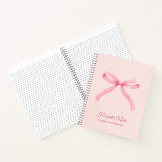 Carnet Coquette Personnalisé Rose Bow Girly (Intérieur)