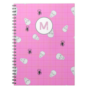 Carnet Coquette Personnalisée Pink Plaid Halloween Skuls