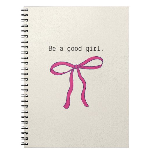 Carnet Coquette Pink Bow Aesthetic Notebook - Be A Good G (Devant)