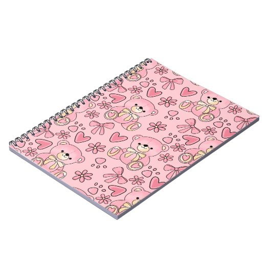 Carnet  Coquette Pink Teddy Bear Seamless Pattern (Côté gauche)