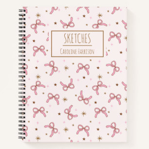 Carnet Coquette rose affiche le nom personnalisé Sketchbo